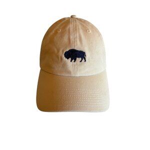 North Dakota Beige Baseball Cap Embroidered Navy Buffalo Adjustable Western